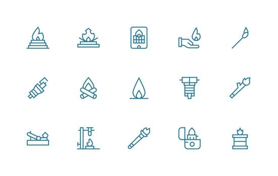 15 Regular Line Icons for Ignition Graphics Scalable Icons for Cross-Platform Interfaces vector
