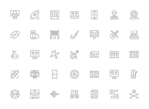 35 Icons for Score in Light Line Format UI Icon Set vector