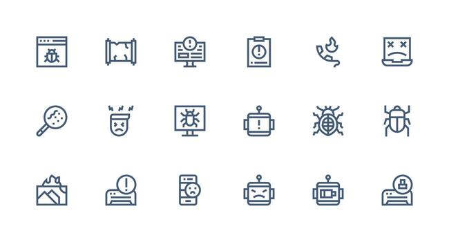 18 Strong Stroke Line Style Icons from Malfunction Collection Multi-Purpose Icon Set vector