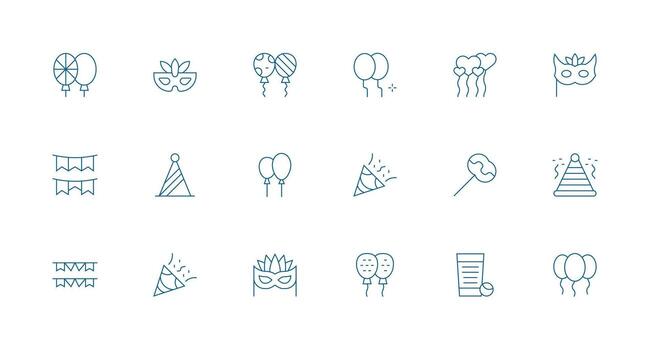 Minimal Line Icons from Party Supplies Set with 18 Vectors All Device Compatible Icon Set