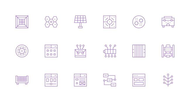 18 mínimo línea íconos para módulo gráficos limpiar icono colección para web utilizar vector