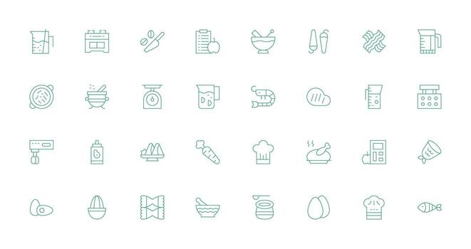 32 Icons for Recipe in Thin Line Format Functional Icon Series vector