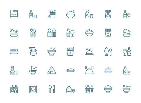 Serving featuring 35 Icons in Regular Clean Line Design Minimal Icon Set for Interface Projects vector