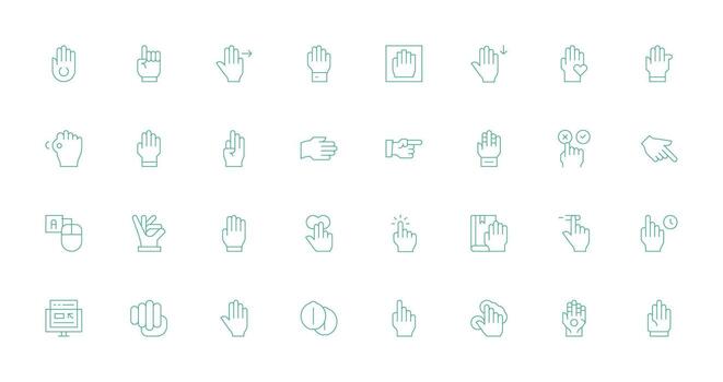Delgado línea íconos desde hacer clic conjunto con 32 vectores universal icono paquete