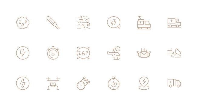 mínimo línea estilo rápido íconos con 18 vectores funcional icono serie