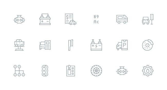 Minimal Line Style Automobile Icons with 18 Vectors Customizable Icon Series for Mobile Screens