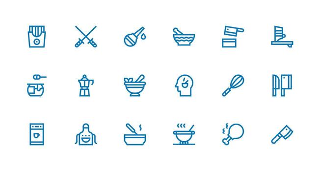 preparación icono conjunto con 18 fuerte carrera línea gráficos plano icono conjunto vector