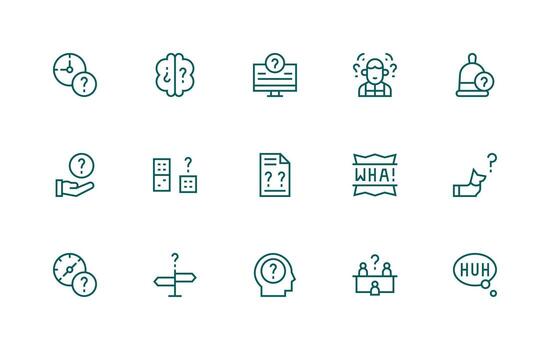 15 Regular Line Icons for Doubt Graphics Icon Set for Projects vector