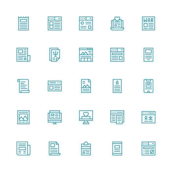 25 Icons for Article in Medium Stroke Outline Format Flexible Icon System for Web Interfaces vector