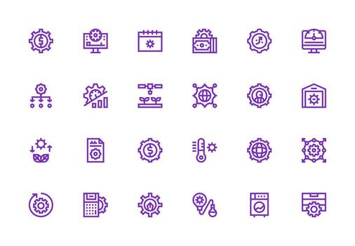 24 Thick Line Line Style Icons from Optimization Collection Organized Pack for Project Assets vector