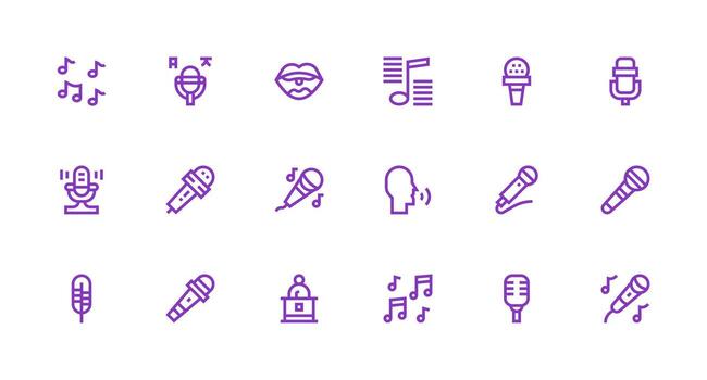 18 Icons for Vocal in Strong Stroke Line Format Well-Structured Icons for Creative Use vector