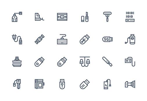 24 Thick Line Line Style Icons from Usb Collection Fully Editable Icon Set for Web vector