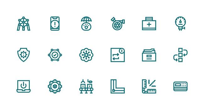 18 Strong Stroke Line Vectors for System Theme Complete Icon Bundle for Web Design