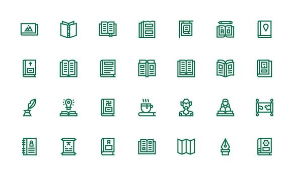 28 Icons for Book in Bold Line Format Pixel Perfect Icon Set vector