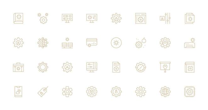 Customization Visual Pack containing 32 Thin Line Icons Organized Pack for Project Assets vector