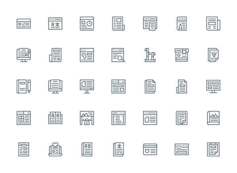 35 regular limpiar línea vectores para artículo tema mínimo icono conjunto para interfaz proyectos