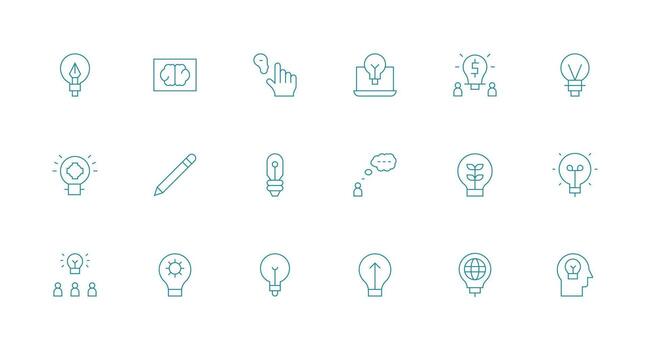 18 Minimal Line Style Icons from Idea Collection Digital Product Icons for Fast Delivery vector
