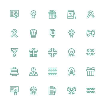 Ribbon Icon Set with 25 Medium Stroke Outline Graphics Theme-Based Icon Pack vector