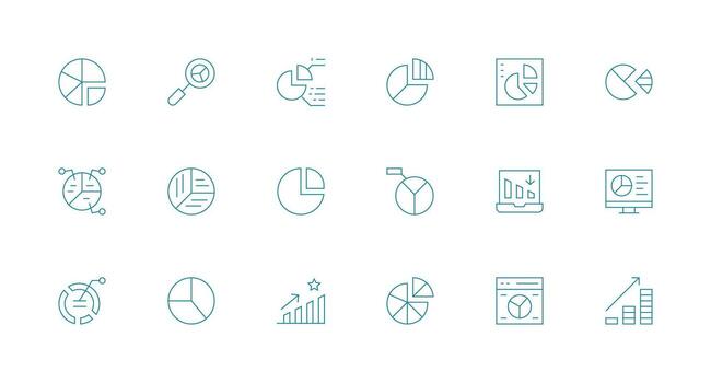 Minimal Line Style Market Share Icons with 18 Vectors Web and App Icon Pack Collection