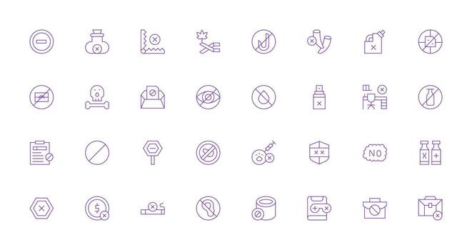 Thin Line Icons from Not Allowed Set with 32 Vectors High-Resolution Icons for Any Platform