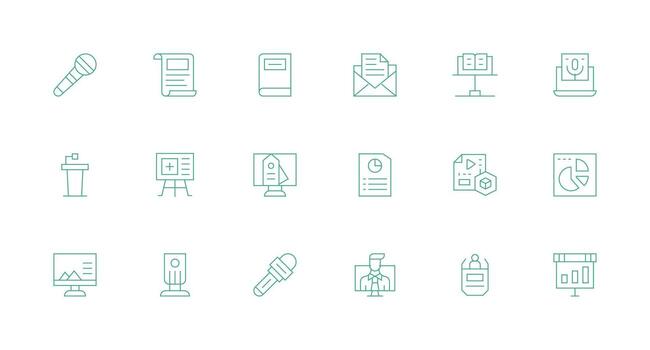 18 mínimo línea estilo íconos desde presentación colección ui icono conjunto vector