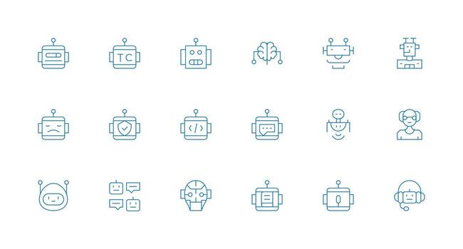 18 ai íconos en mínimo línea estético completamente editable icono conjunto para web vector