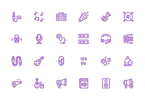 Sound featuring 24 Icons in Thick Line Line Design Interface Icons for Daily Use vector