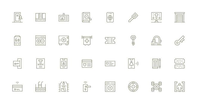 Entry Visual Pack containing 32 Thin Line Icons High-Resolution Icons for Any Platform vector