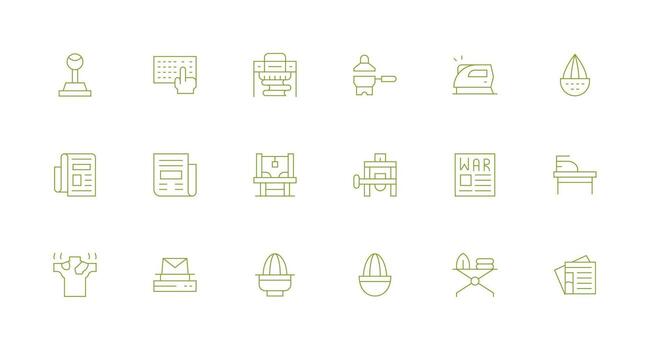 prensa conjunto con 18 mínimo línea íconos usuario interfaz íconos para digital productos vector