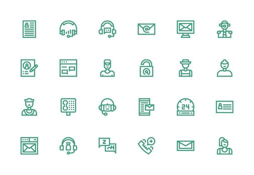 Contact featuring 24 Icons in Thick Line Line Design Scalable Icons for Cross-Platform Interfaces vector