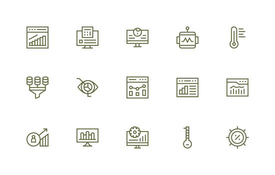15 Regular Line Style Icons from Analytics Collection Essential Icons for Rapid UI Building vector