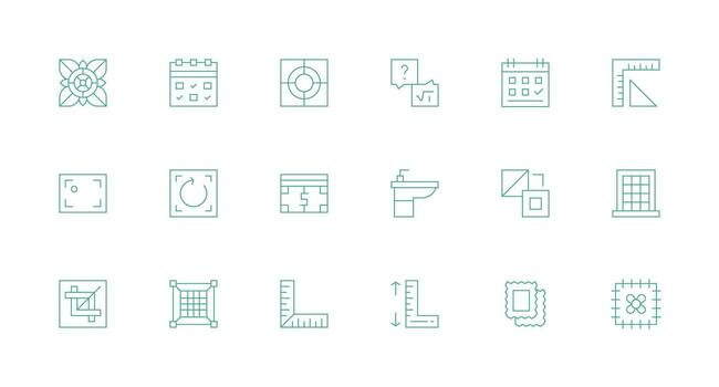 Square Visual Pack containing 18 Minimal Line Icons Icon Set for Apps vector