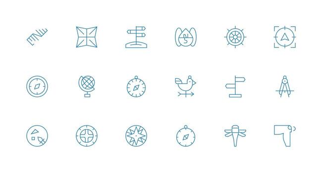 Minimal Line Icons from Compass Set with 18 Vectors Basic Icon Series