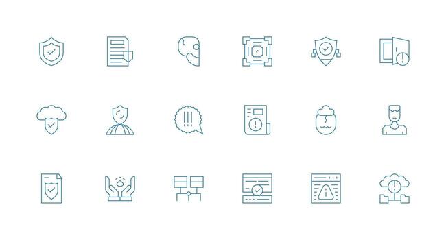 18 Icons for Data Integrity in Minimal Line Format Web Icon Collection vector