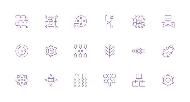 Node Icon Collection with 18 Minimal Line Designs Organized Icon Pack for Quick Access vector