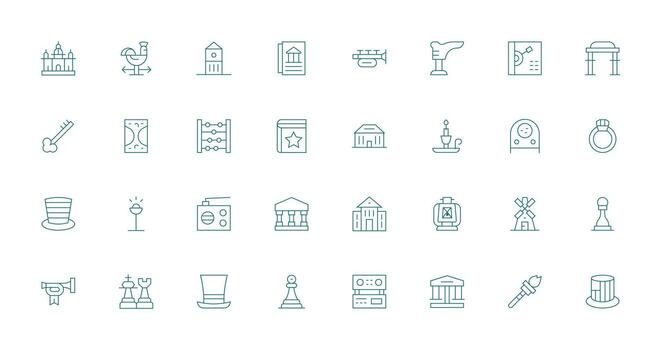 Classic Icon Set with 32 Thin Line Graphics UI Icon Set vector