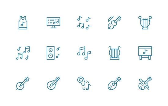 15 Regular Line Style Icons from Tune Collection Organized Pack for Project Assets vector