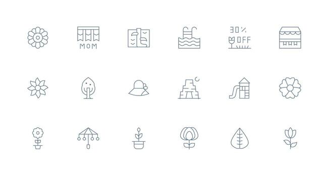 18 mínimo línea íconos para primavera gráficos ui y ux enfocado icono colección vector