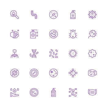 Medium Stroke Outline Icons from Bacteria Set with 25 Vectors Multi-Purpose Icon Pack for Templates