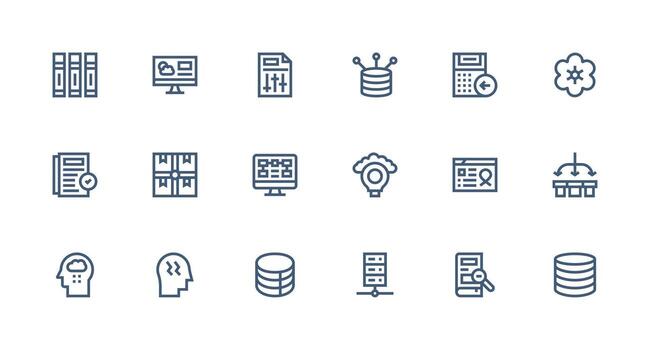 datos administración icono conjunto con 18 fuerte carrera línea gráficos interfaz icono colección vector