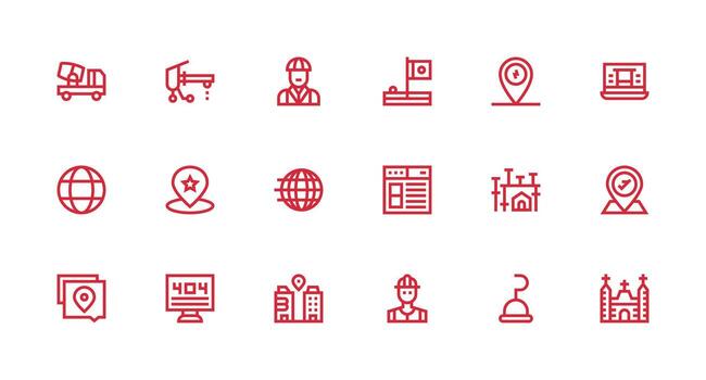 Site Icon Set with 18 Strong Stroke Line Graphics High-Resolution Icons for Any Platform vector