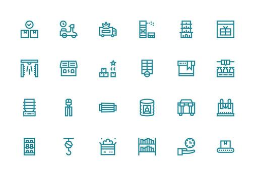 Logistic including 24 Thick Line Line Illustrations Interface Icons for Daily Use vector
