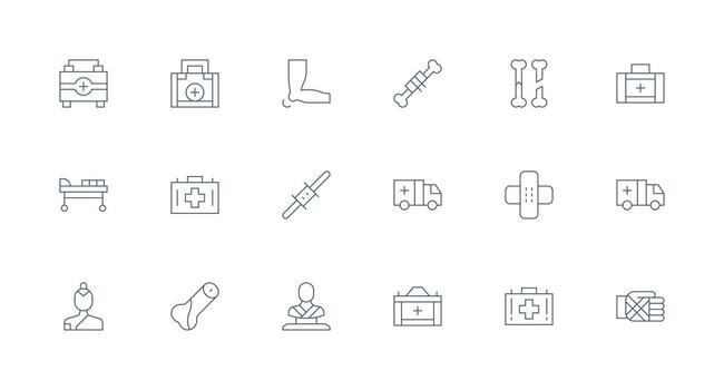 18 Icons for Trauma in Minimal Line Format Theme-Based Icon Pack vector