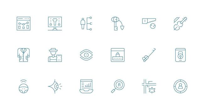 llave presentando 18 íconos en mínimo línea diseño icono paquete para ui vector