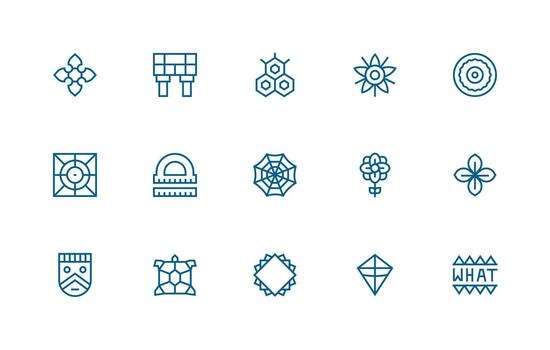 15 regular línea íconos para geométrico gráficos sencillo icono paquete vector