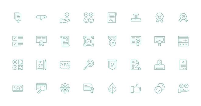 validación conjunto con 32 Delgado línea íconos interfaz icono colección para diario proyectos vector