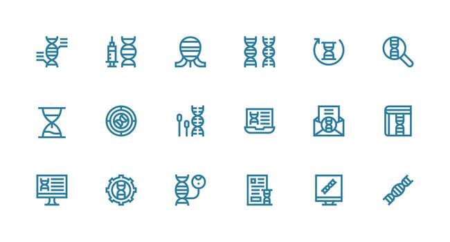 Genetic Icon Set with 18 Strong Stroke Line Graphics Icon Pack for UI vector