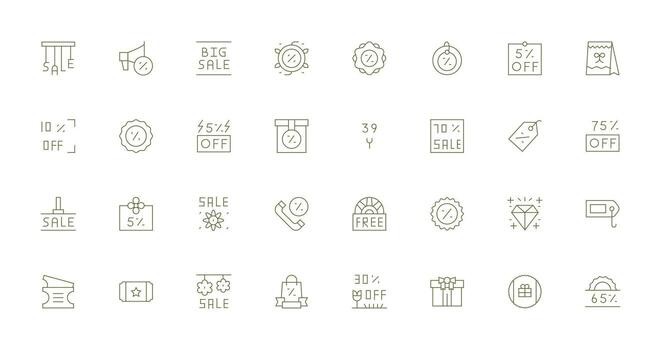 Thin Line Style Special Offer Icons with 32 Vectors UI and UX Focused Icon Collection