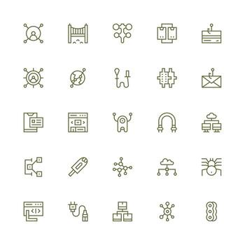 25 Medium Stroke Outline Style Icons from Link Collection Scalable Icons for Cross-Platform Interfaces vector