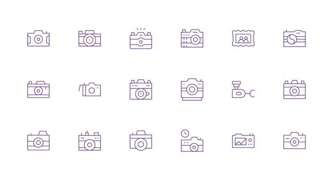18 Minimal Line Designs for Snapshot Icons Sharp Icons for Presentations vector